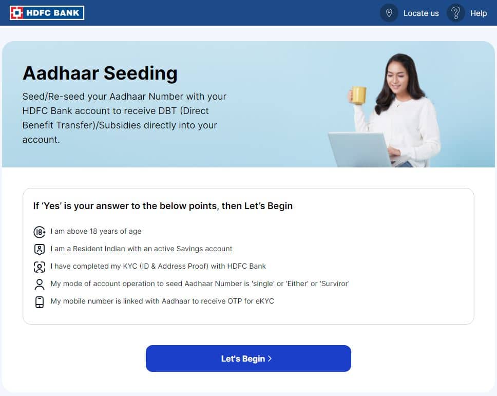 How to Aadhar DBT link in HDFC bank online 2024